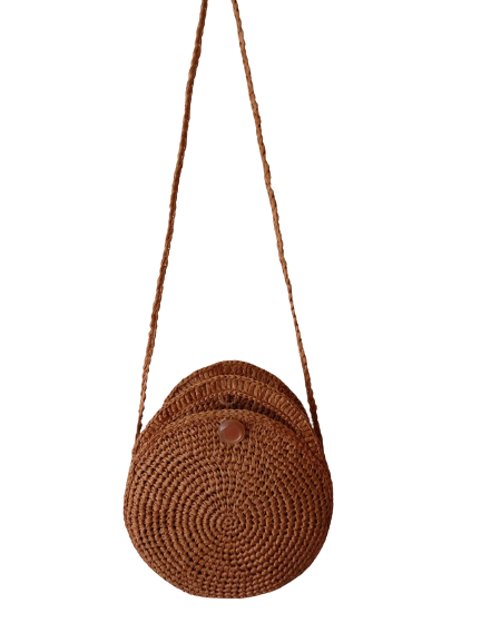 A brown Raffia Bag